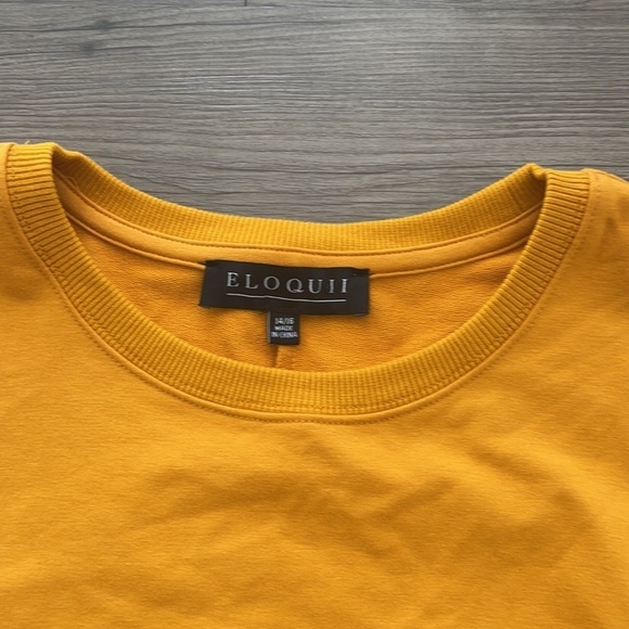 Eloquii Bow Sleeve Tie Sweatshirt Yellow NWT - Picture 6 of 9